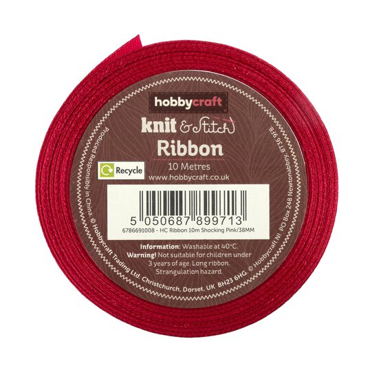 Shocking Pink Satin Ribbon 38mm x 10m image number 2