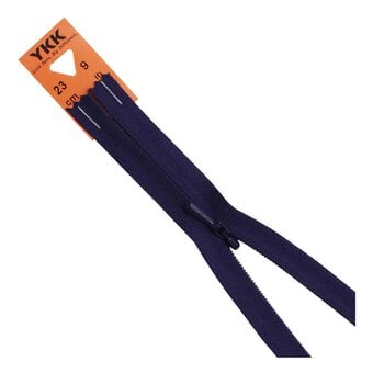 YKK Dark Purple Concealed Zip 23cm