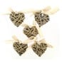 Natural Wicker Hearts with Bows 5cm 5 Pack image number 1