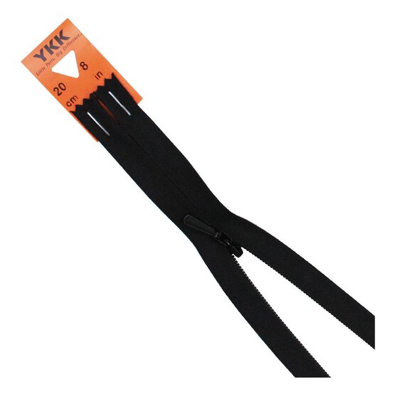 YKK Black Concealed Zip 20cm image number 1