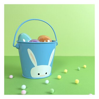 Blue Easter Bunny Metal Bucket