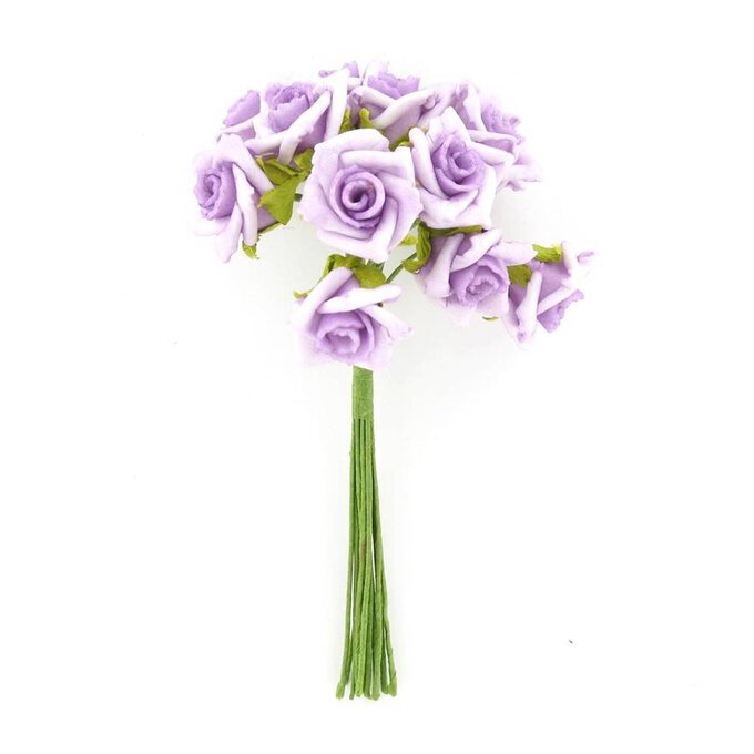 Lilac Polyfoam Wired Roses 12 Pack image number 1