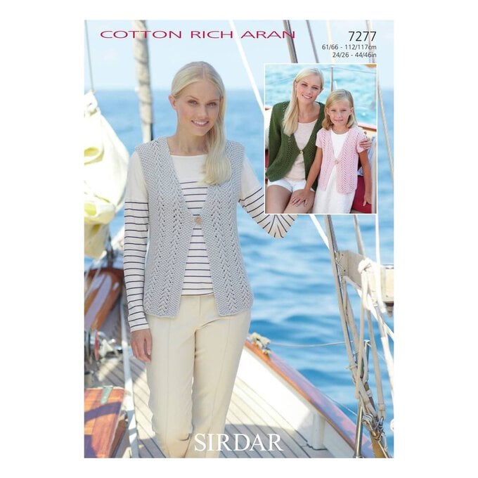 Sirdar Cotton Rich Aran Waistcoat and Cardigans Digital Pattern 7277 image number 1