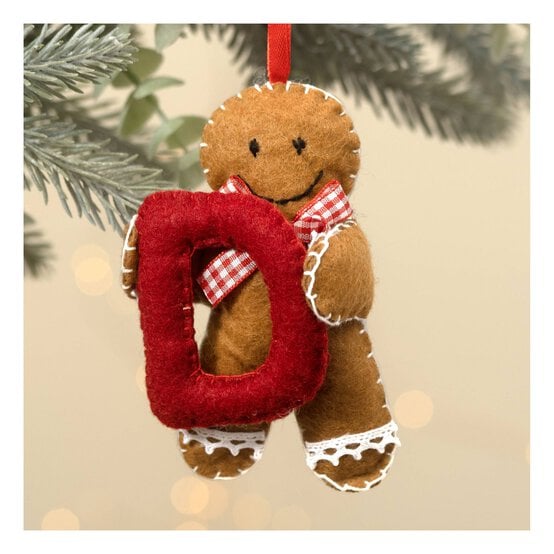Hanging Gingerbread Felt Letter D Decoration image number 1