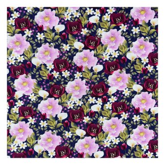 Nocturne Flora Midnight Bouquet Cotton Fabric by the Metre