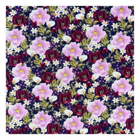 Nocturne Flora Midnight Bouquet Cotton Fabric by the Metre image number 2