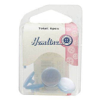 Hemline  Baby Blue Basic Knitwear Button 6 Pack