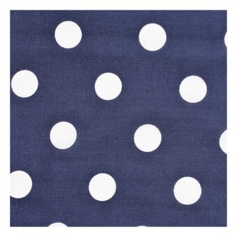 White and Navy Spotty Polycotton Fabric by the Metre image number 2