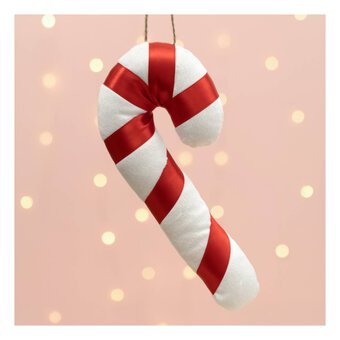 Hanging Velvet Candy Cane Decoration 21cm