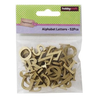 Gold 3D Wooden Letters 52 Pieces