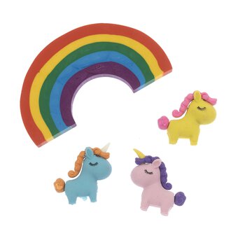 Unicorn and Rainbow Erasers 4 Pack