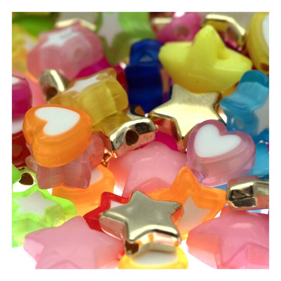 Mixed Star and Heart Beads 40g image number 2
