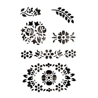 Multi Floral Stencil 21cm x 29cm 