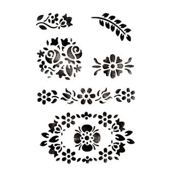 Multi Floral Stencil 21cm x 29cm 