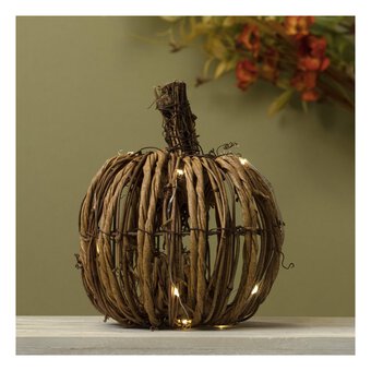 Light-Up Wicker Pumpkin 15cm