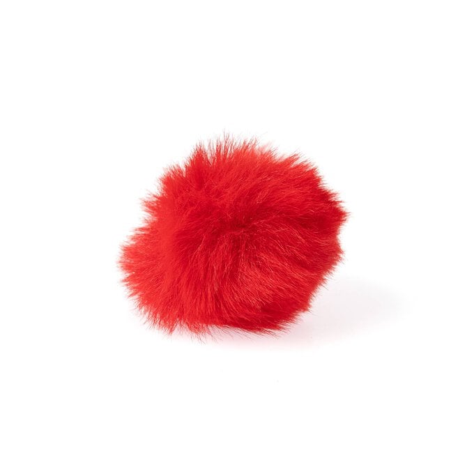 Red Faux Fur Pom Pom 6cm  image number 1