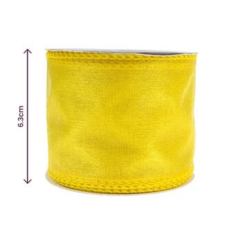 Yellow Wire Edge Organza Ribbon 63mm x 3m image number 3