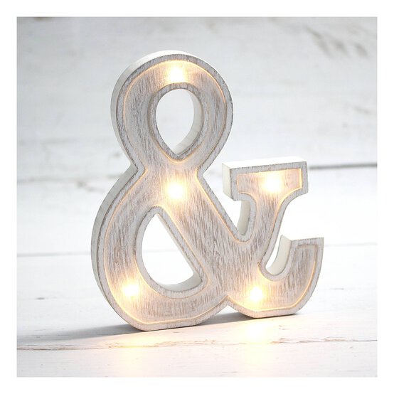 White-Washed Wooden LED Ampersand 21cm image number 1