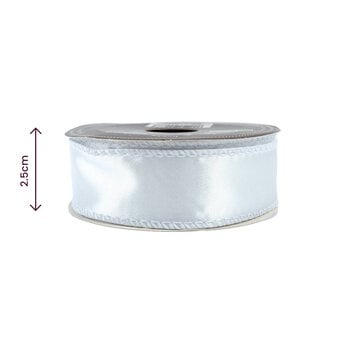White Wire Edge Satin Ribbon 25mm x 3m image number 3