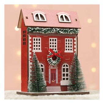 Red Wooden Christmas House 17cm 