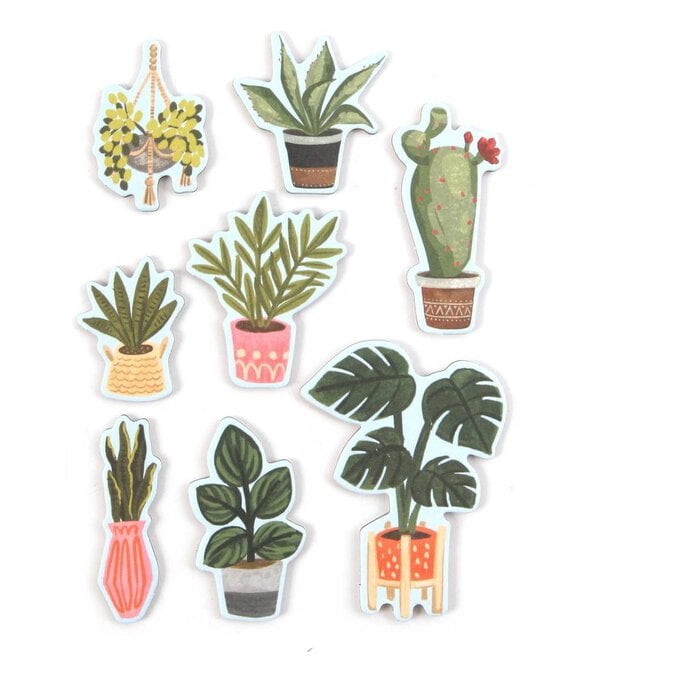 Potted Plant Chipboard Stickers 8 Pack
