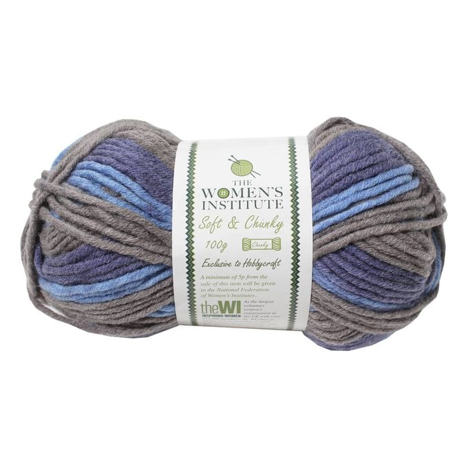 Women’s Institute Blue Mix Soft and Chunky Yarn 100g image number 1