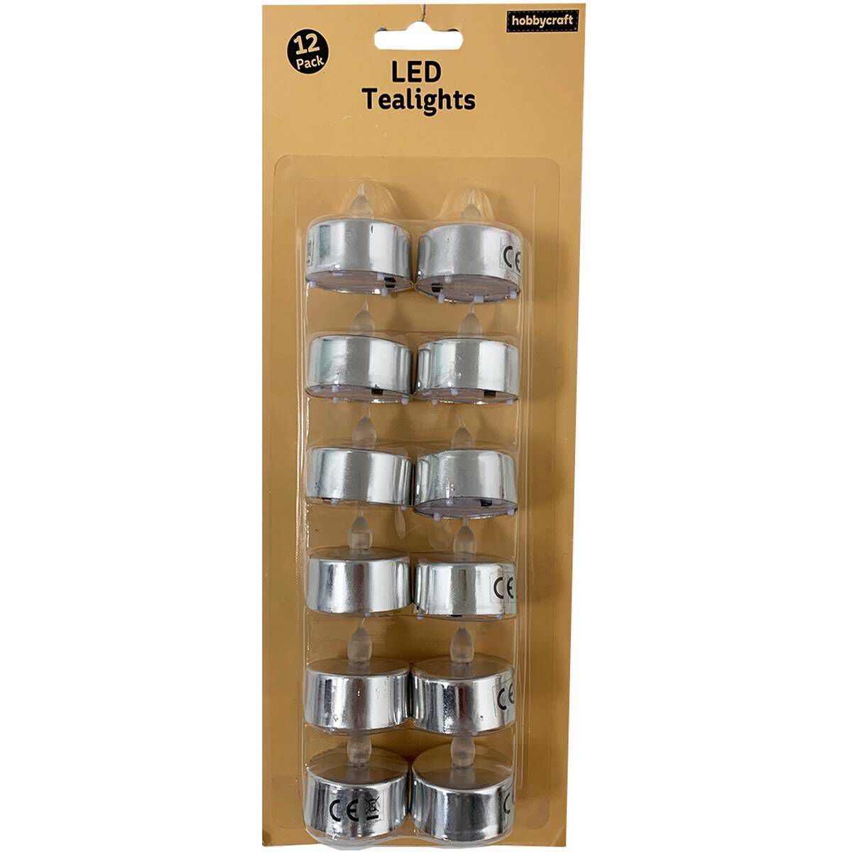 LED Silver Tea Lights 12 Pack Hobbycraft
