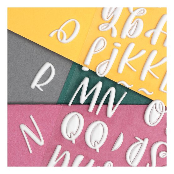 Matt White Puffy Script Alphabet Stickers image number 3