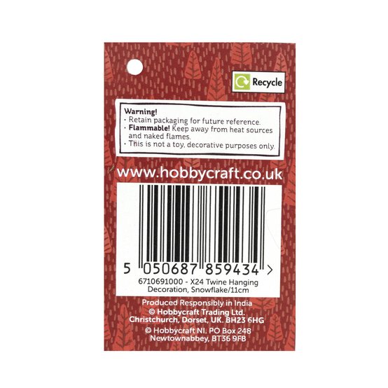 Hanging Twine Snowflake Decoration 11cm image number 5