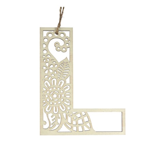 Wooden Filigree Hanging Letter L 12cm image number 3