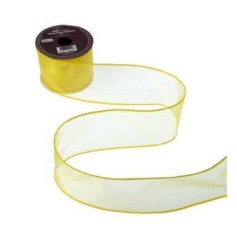Yellow Wire Edge Organza Ribbon 63mm x 3m image number 2