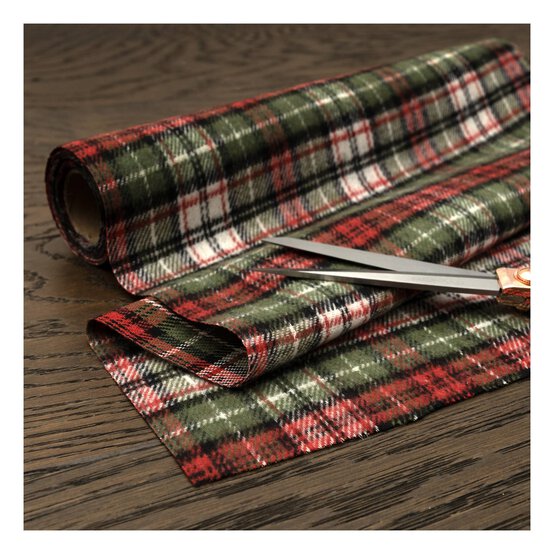 Green and Red Tartan Fabric Roll 28cm x 2m image number 2