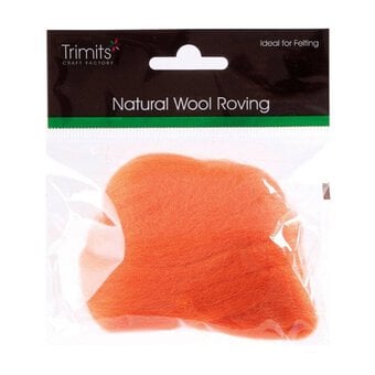 Trimits Orange Natural Wool Roving 10g