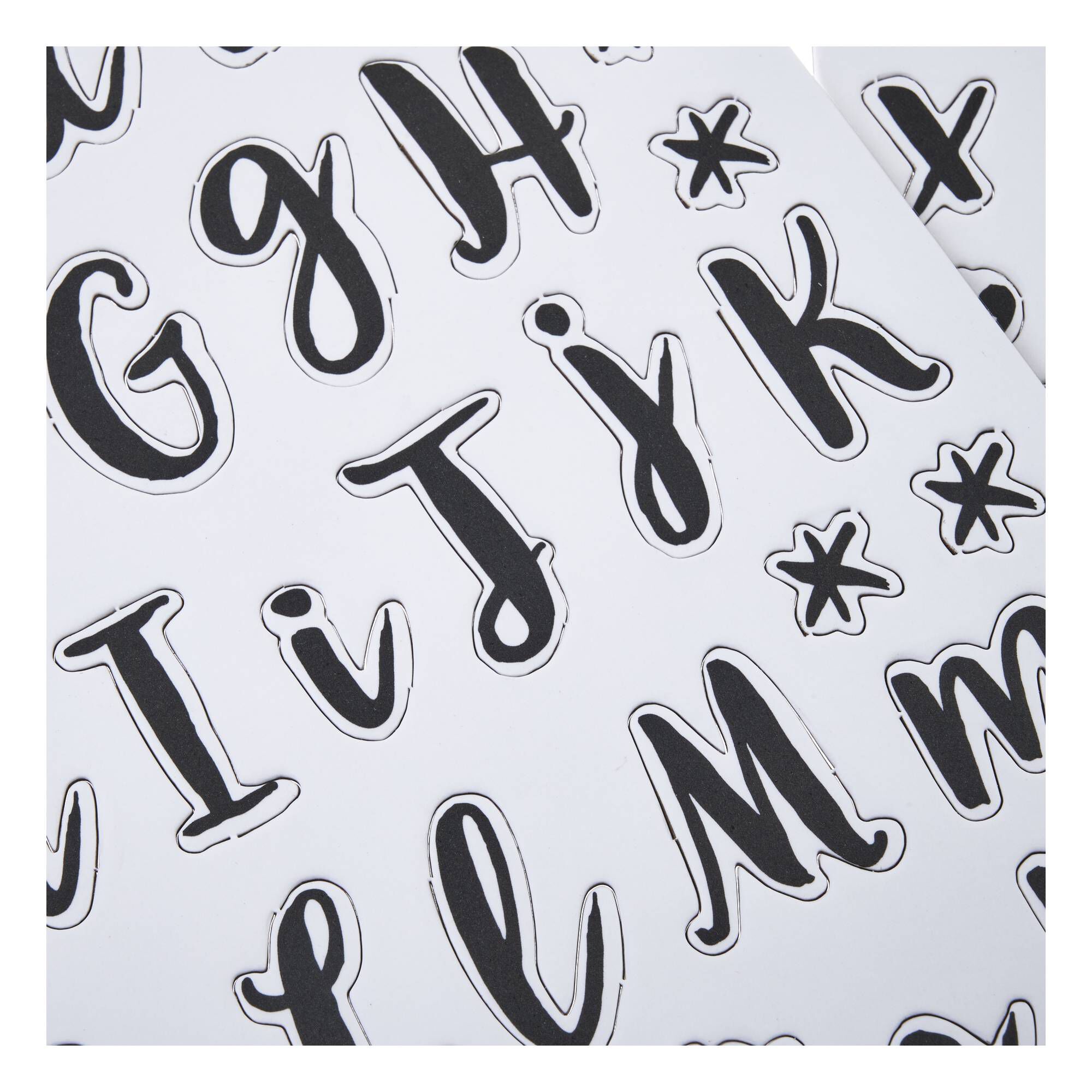 Black Brush Lettering Alphabet Chipboard Stickers 98 Pieces Hobbycraft