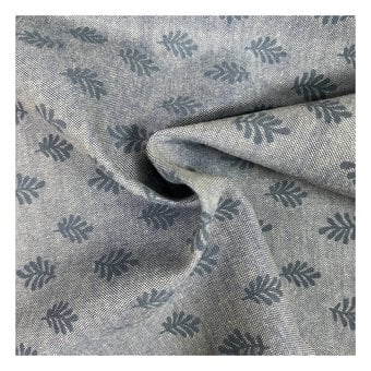 Navy Leaf Polycotton Print Fabric by the Metre