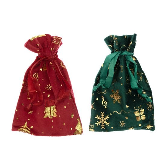 Christmas Fabric Pouches 2 Pack image number 2