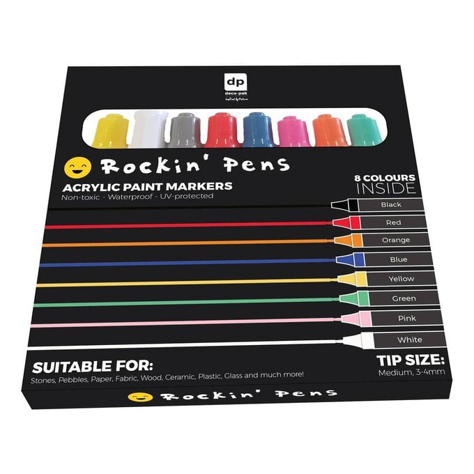 Rockin' Pens Acrylic Paint Markers 8 Pack image number 1