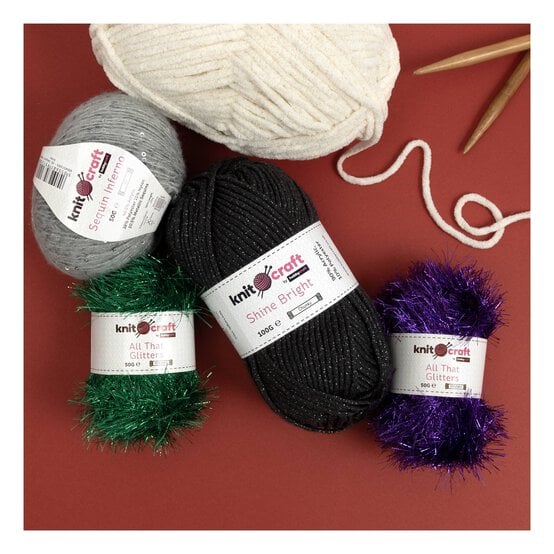 Knitcraft Black Shine Bright Chunky Yarn 100g image number 3