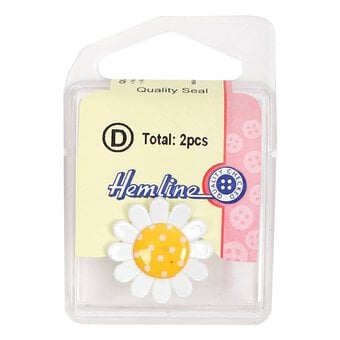 Hemline Yellow Novelty Flower Button 2 Pack image number 2