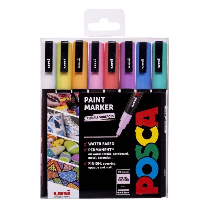 Uni-ball Pastel Posca PC-3M Marker Pens 8 Pack
