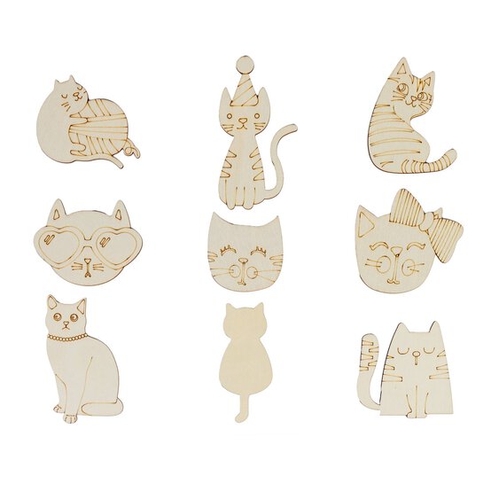 Decorate Your Own Cat Wooden Shapes 9 Pack image number 3