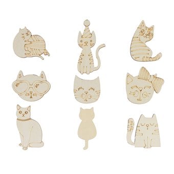Decorate Your Own Cat Wooden Shapes 9 Pack image number 3