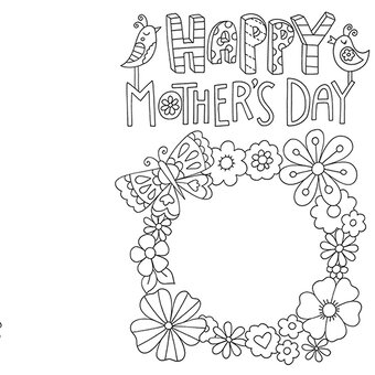 Free Mother's Day Card Colouring Download