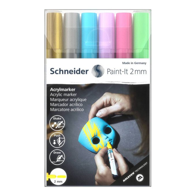 Schneider Set 2 Acrylic Paint-It Markers 2mm 6 Pack