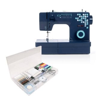 Dark Blue 19S Sewing Machine and Sewing Kit Bundle