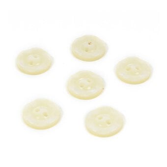 Hemline Cream Basic Scalloped Edge Button 6 Pack