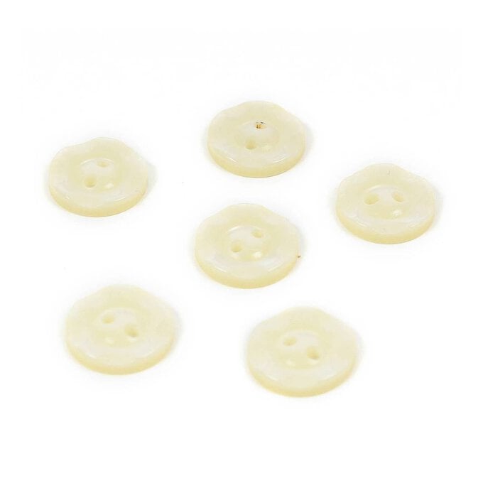 Hemline Cream Basic Scalloped Edge Button 6 Pack image number 1