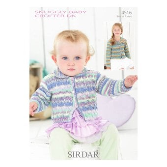 Sirdar Snuggly Baby Crofter DK Girls' Cardigans Digital Pattern 4516