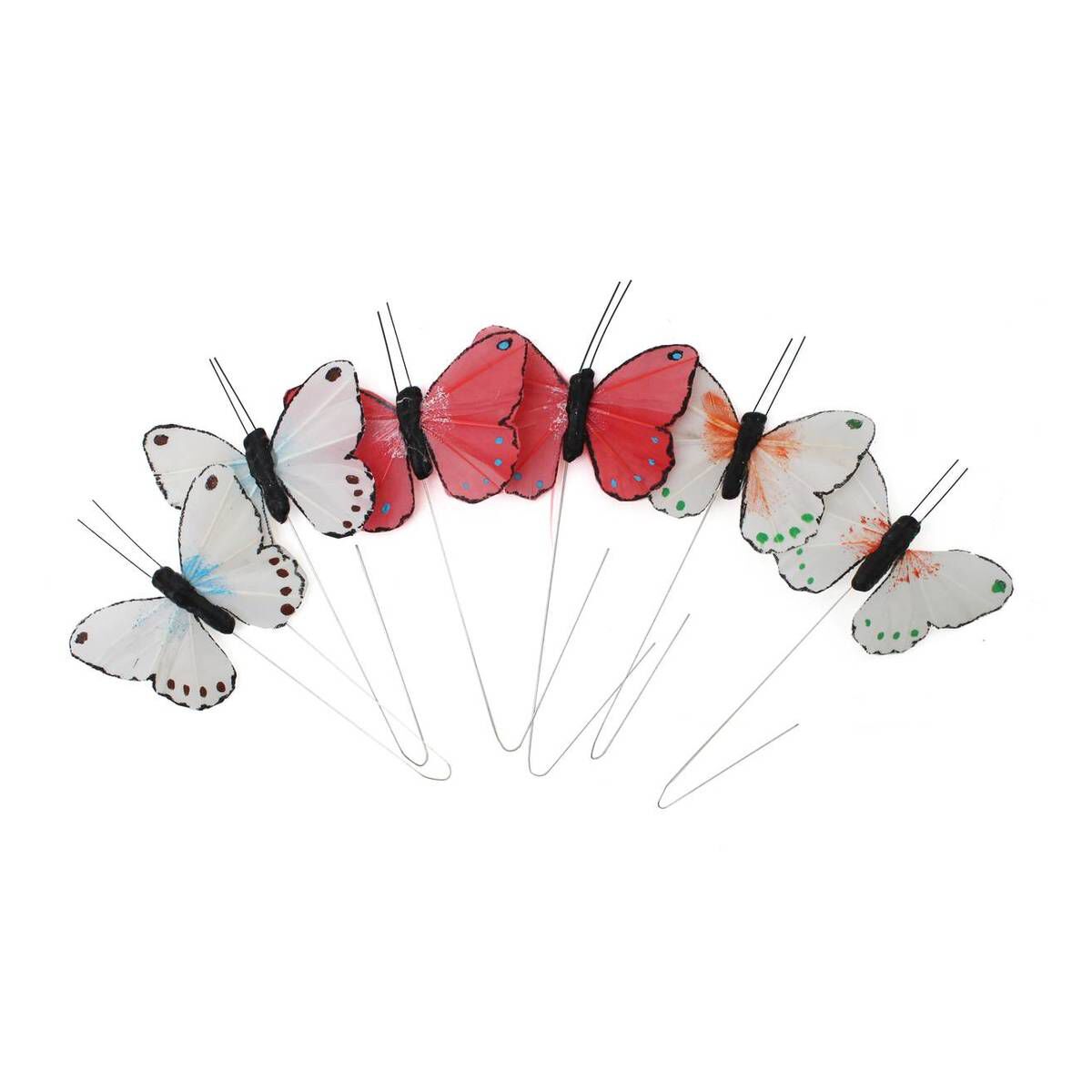MultiColoured Butterflies on a Wire 6 Pack Hobbycraft