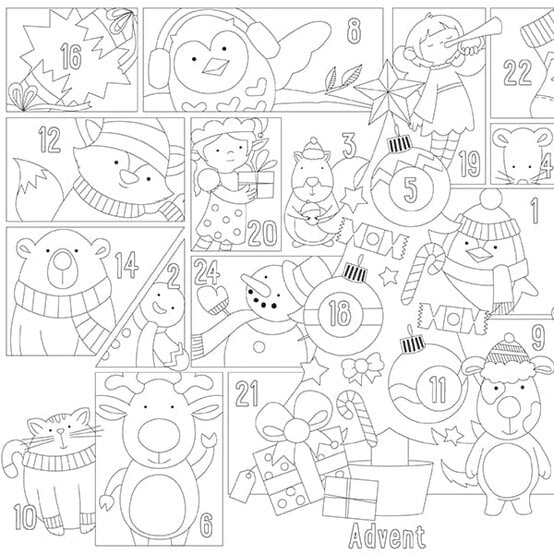 Christmas Advent Free Colouring Download image number 1